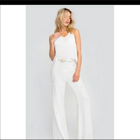 NWT! Wildfox COUTURE White Starlet Loren High Waisted Flared Pants - Picture 4 of 13